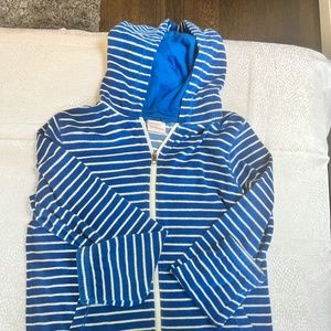 Hanna Andersson Boys Swim Hoodie Blue with White Stripes Size 160